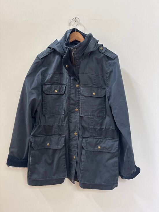 Fat Face Jackets & Blazers - FatFace Cotton Utility Jacket Chore Navy Blue Hooded Parka Coat Womens US 12